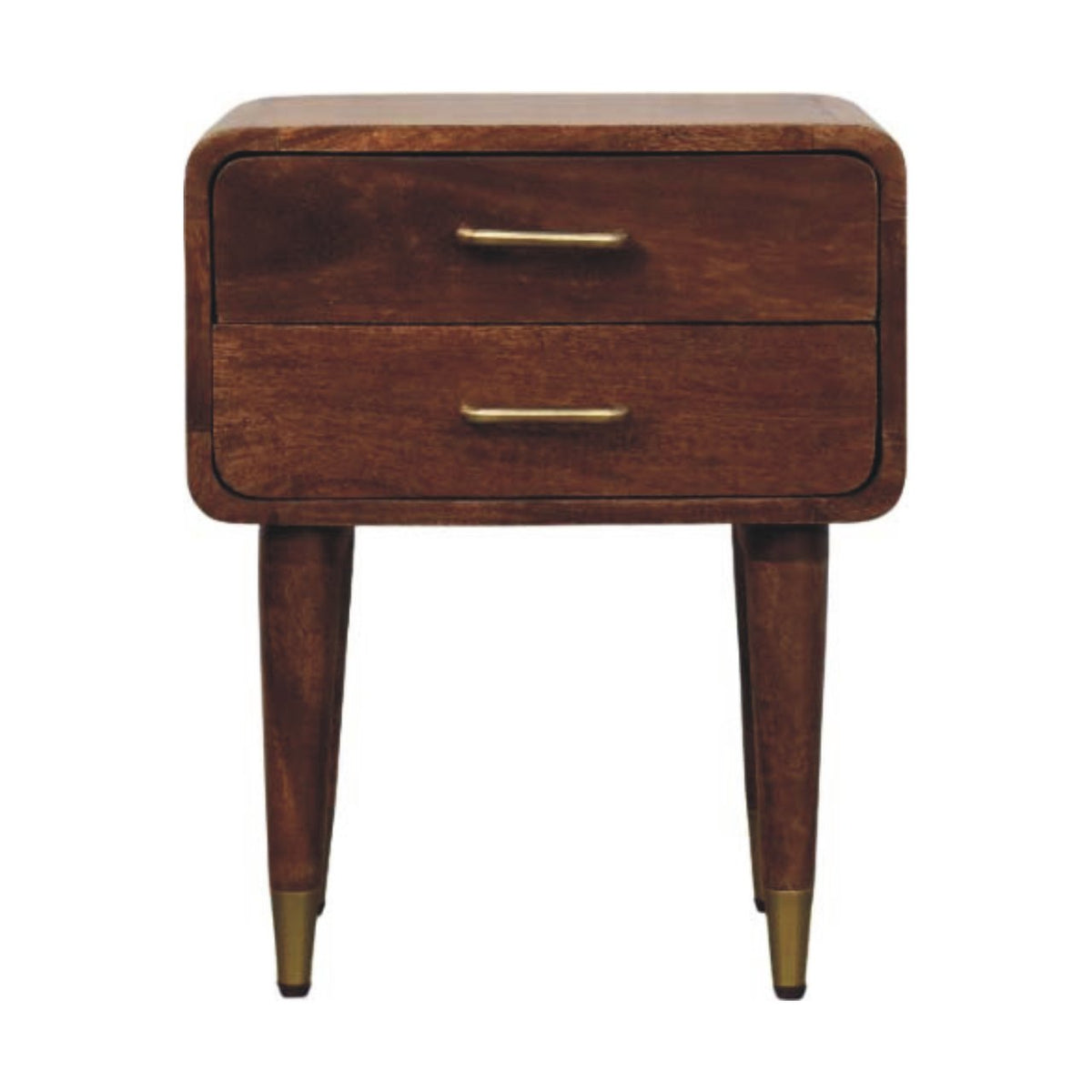 Astor 2-Drawer Nightstand, Solid Wood Brown