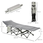 Camping Bed Folding with Pillow, Side Pocket, 150kg, Light Grey