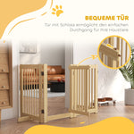 Dog Barrier 4-part 204 x 75 cm Foldable with Door, Wooden Natural
