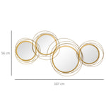Mirror Set, 4 Round Mirrors Wall Decoration, Elegant Metal