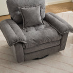 360° Swivel Armchair with Support Cushion and Oversized Seat, Chenille
