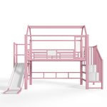 Bunk Bed 90x200cm with Desk, USB & Shelves - White Metal