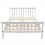 Double wooden bed with slatted frame for adults children teenagers white