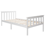Wooden Bed, Single with Headboard, 90 x 200 cm Solid Pine, White