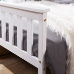 Double wooden bed with slatted frame for adults children teenagers white