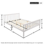 Double wooden bed with slatted frame for adults children teenagers white