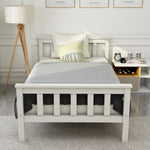 Wooden Bed, Single with Headboard, 90 x 200 cm Solid Pine, White