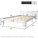 Wooden Double Bed with Headboard, Slatted Frame, Pine