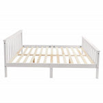 Double wooden bed with slatted frame for adults children teenagers white