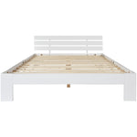 Wooden Double Bed with Headboard, Slatted Frame, Pine
