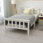 Wooden Bed, Single with Headboard, 90 x 200 cm Solid Pine, White