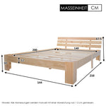 Wooden Double Bed, Headboard & Slatted Frame, Solid Pine