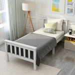 Wooden Bed, Single with Headboard, 90 x 200 cm Solid Pine, White