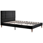 Upholstered bed, double with slatted frame 140x200cm, black linen