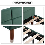 Upholstered Bed, Double with Slatted Frame, 140x200cm, Dark Green Velvet