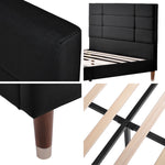 Upholstered bed, double with slatted frame 140x200cm, black linen