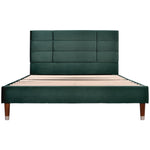 Upholstered Bed, Double with Slatted Frame, 140x200cm, Dark Green Velvet