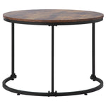 Round Coffee Table Set of 2, Nested Side Table, Brown