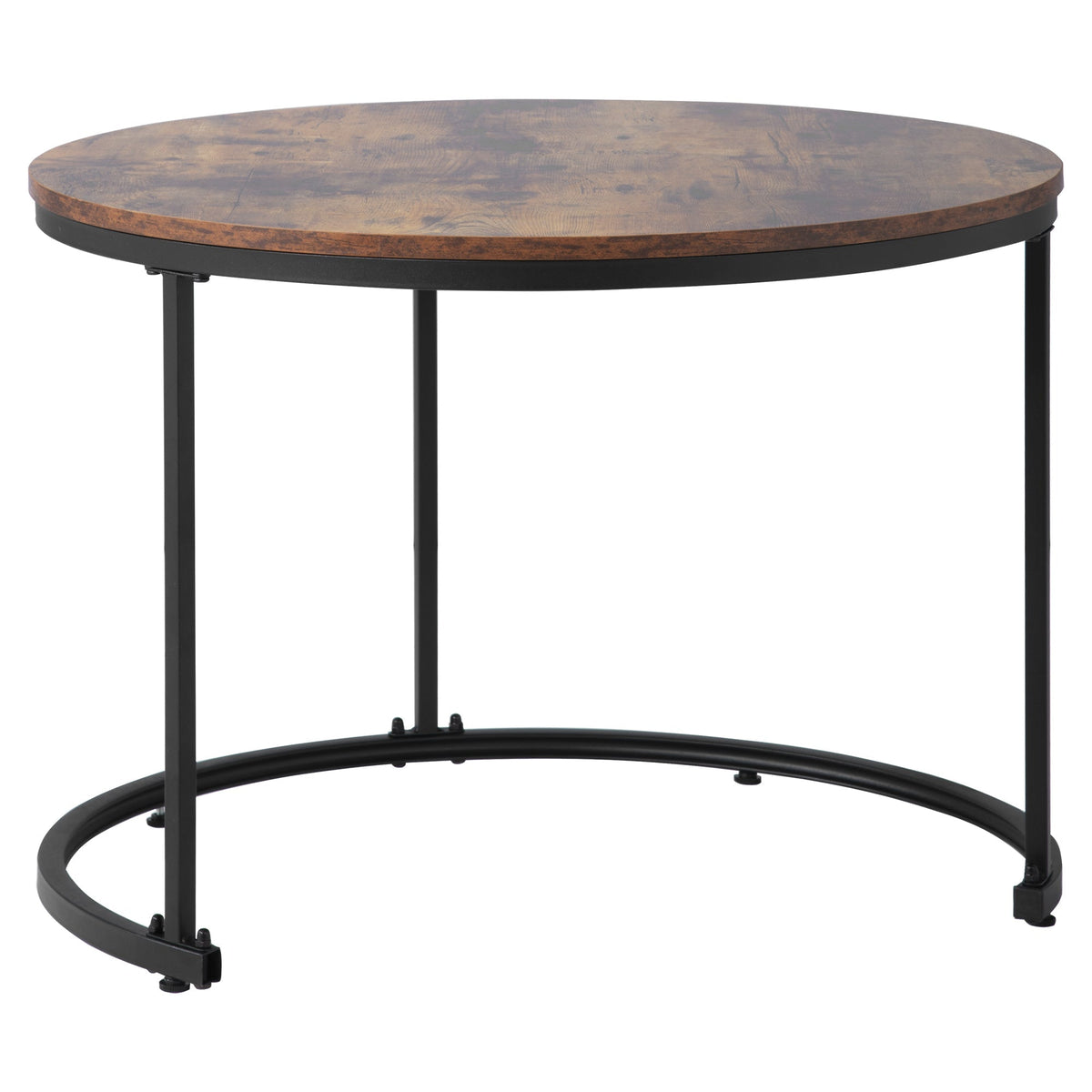 Round Coffee Table Set of 2, Nested Side Table, Brown