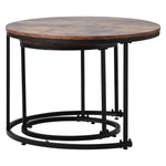 Round Coffee Table Set of 2, Nested Side Table, Brown
