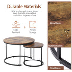 Round Coffee Table Set of 2, Nested Side Table, Brown