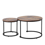 Round Coffee Table Set of 2, Nested Side Table, Brown