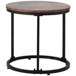 Round Coffee Table Set of 2, Nested Side Table, Brown