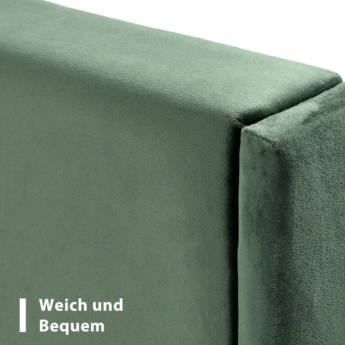 Upholstered Bed 140x200cm with Slatted Frame & Headboard, Velvet Dark Green