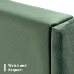 Upholstered Bed, 90 x 200 cm, Slatted Frame & Headboard, Velvet Dark Green