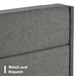 Upholstered Bed 140x200cm, with Slatted Frame & Headboard, Double Bed, Linen Dark Grey