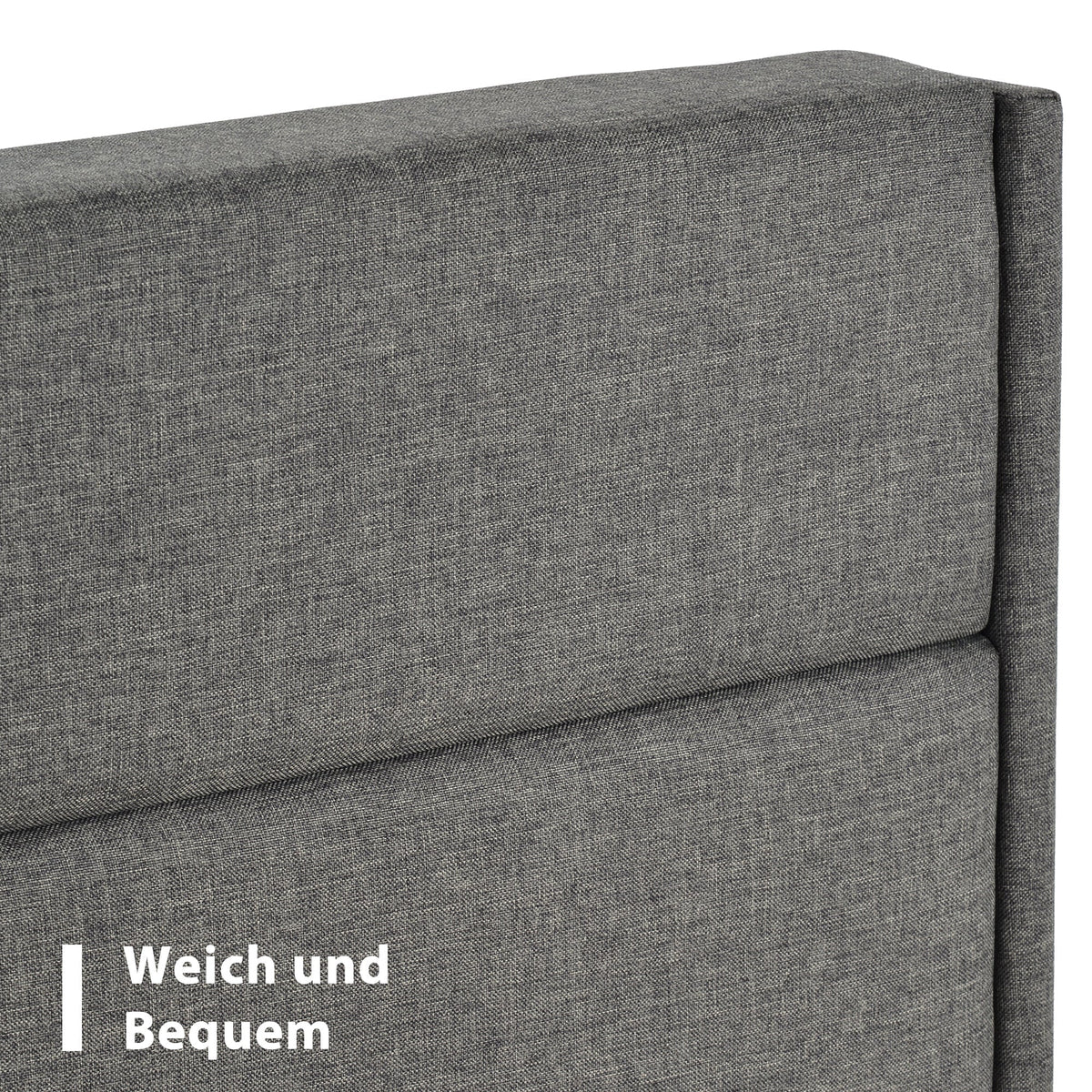 Upholstered Bed 140x200cm, with Slatted Frame & Headboard, Double Bed, Linen Dark Grey