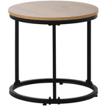Round coffee table set of 2 nested side tables (oak)