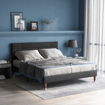 Upholstered Bed, 140x200cm Double with Bed Box & Slatted Frame, Innerspring Mattress