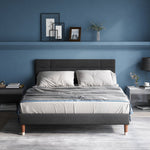 Upholstered Bed, 140x200cm Double with Bed Box & Slatted Frame, Innerspring Mattress
