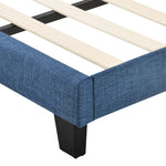 Upholstered Bed with Headboard, 140x200cm, Blue Linen
