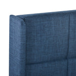 Upholstered Bed with Headboard, 140x200cm, Blue Linen
