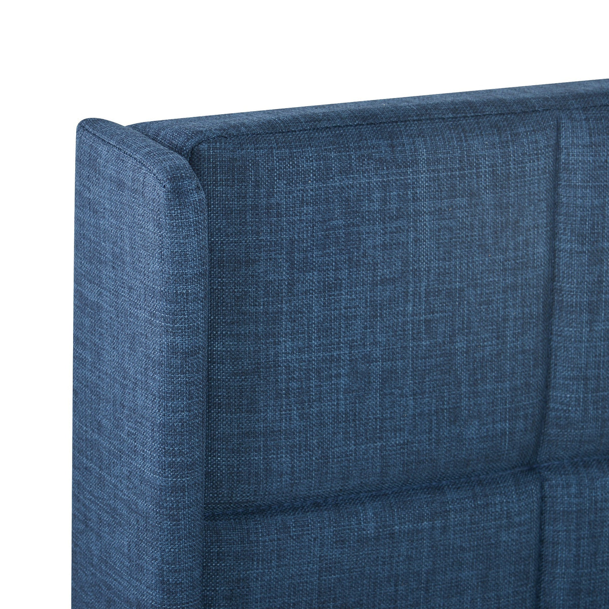 Upholstered Bed with Headboard, 140x200cm, Blue Linen