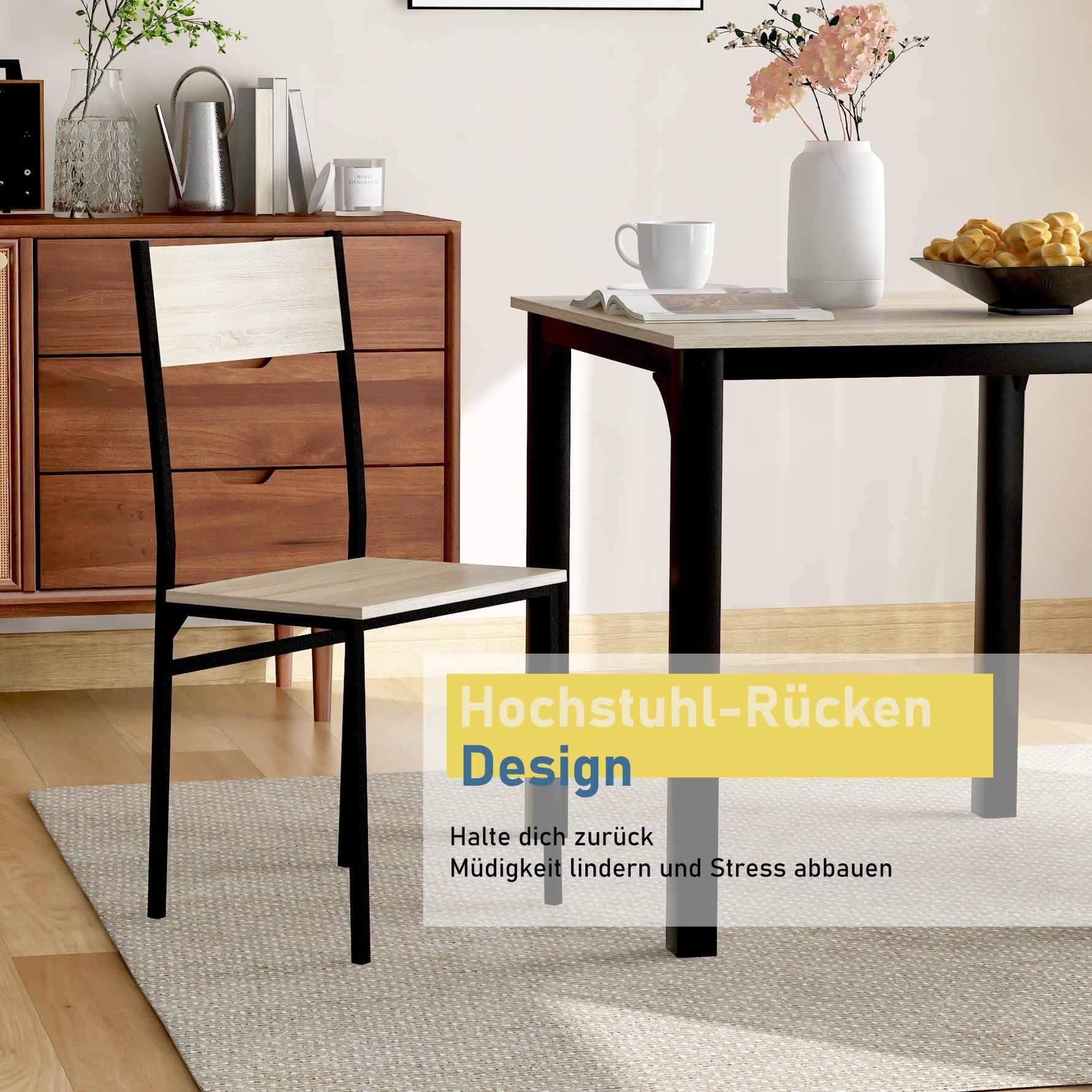 Dining Set Table with 2 Chairs Multi-Use - Natural Color