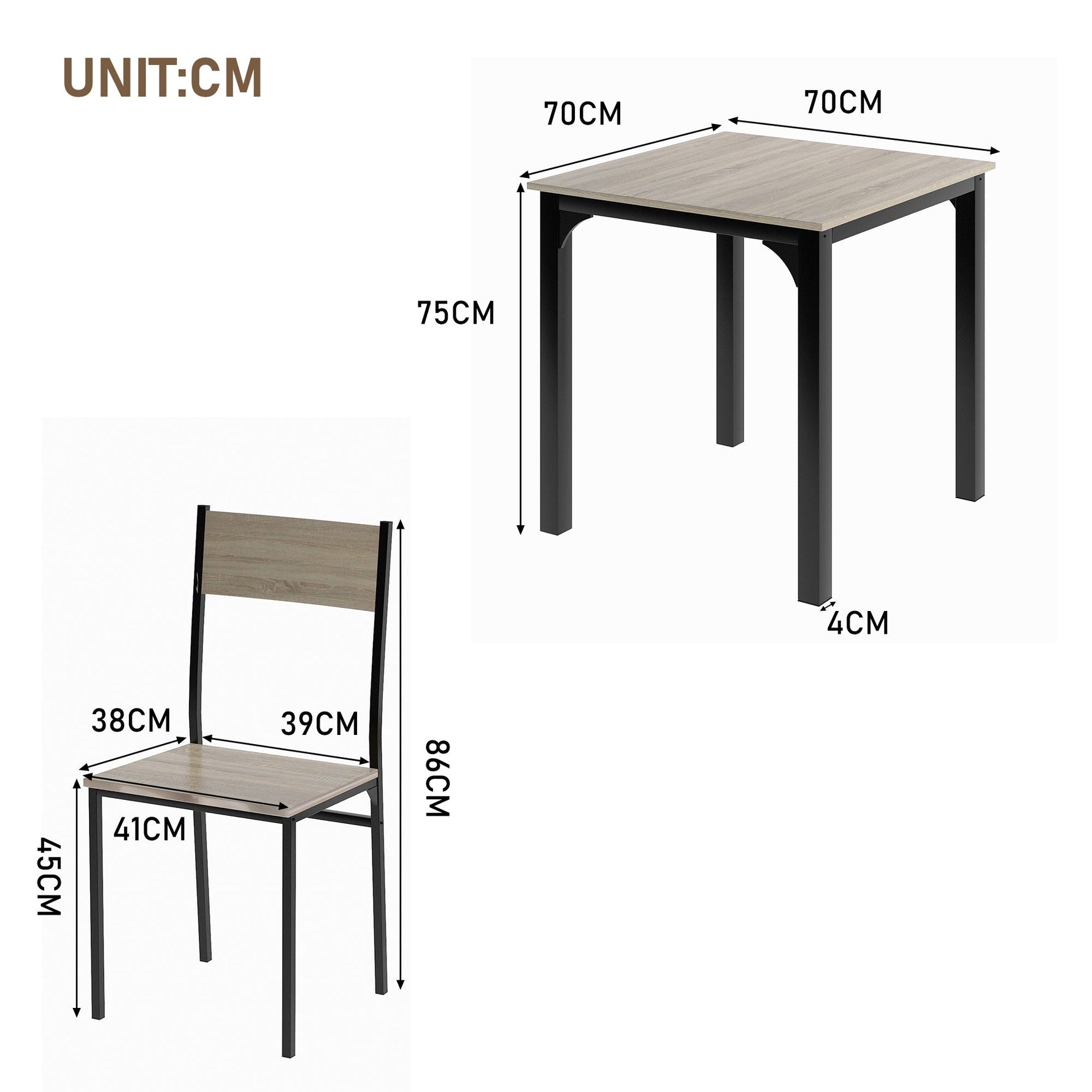 Dining Set Table with 2 Chairs Multi-Use - Natural Color