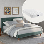Upholstered Bed, Double with Slatted Frame, 140x200cm, Dark Green Velvet