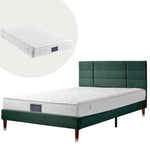 Upholstered Bed, Double with Slatted Frame, 140x200cm, Dark Green Velvet