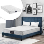 Upholstered Bed with Headboard, 140x200cm, Blue Linen