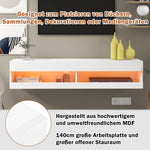 LED TV Cabinet, Lowboard with LED Lighting & Storage, White