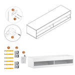 LED TV Cabinet, Lowboard with LED Lighting & Storage, White