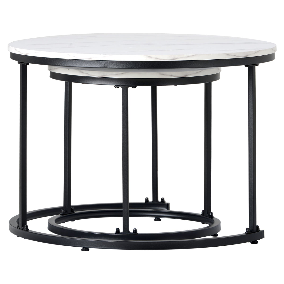 Round Coffee Table Set of 2, Nested Side Table for Living Room