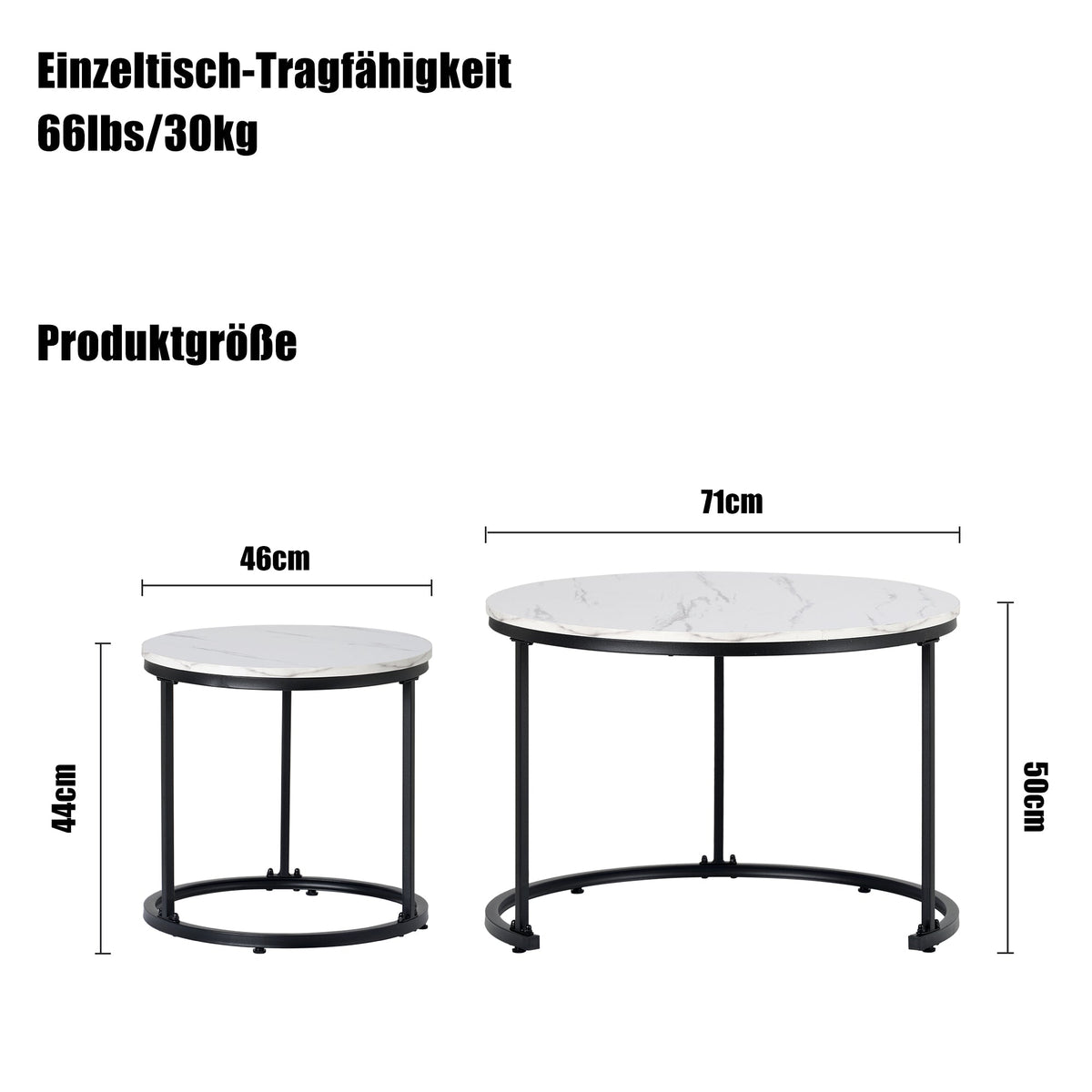 Round Coffee Table Set of 2, Nested Side Table for Living Room