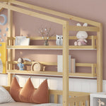Children's House Bed with Drawers & Shelves, L-Shaped, Solid Wood