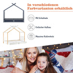 Children's Bed House Bed with Drawers, Solid Pine Wood, White + Wood Color