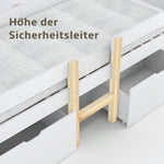 Children's Bed with Drawer & Fall Protection, 90x190cm, Solid Pine Wood, White & Oak