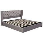 Upholstered Double Bed 180x200cm Hydraulic Storage, Grey Velvet